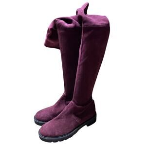 Stuart Weitzman Lowland Suede Thigh High Boots Maroon Women's Size 10.5B NEW